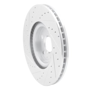 Cadillac CTS Brake Rotor (1) - Front Right - R1 Concepts - Drilled & Slotted - Silver - `08-`17